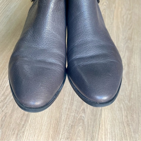 ranco Sarto Geila Gray Leather Ankle Boots | Triple Buckle Detail | Low Heel - Picture 6 of 8